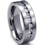 Mens Wedding Rings Diamond Amazon 8 Mm Men S Titanium Ring Wedding Band With 9 Large