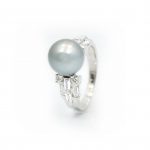 Wedding Rings With Pearls Tahitian Pearl And Diamond Ring In 18k White Gold